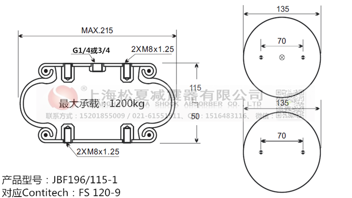 JBF196/115-1橡膠<a href='http://m.cddo.cn/' target='_blank'><u>空氣彈簧</u></a>