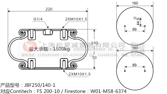 JBF250/140-1橡膠<a href='http://m.cddo.cn/' target='_blank'><u>空氣彈簧</u></a>
