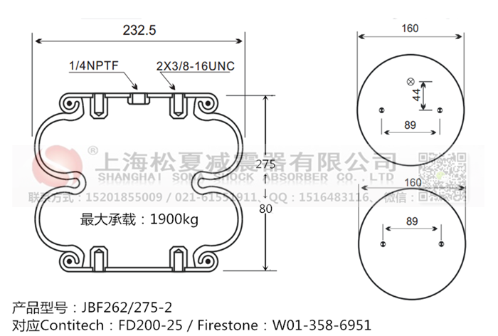 JBF262/275-2橡膠<a href='http://m.cddo.cn/' target='_blank'><u>空氣彈簧</u></a>