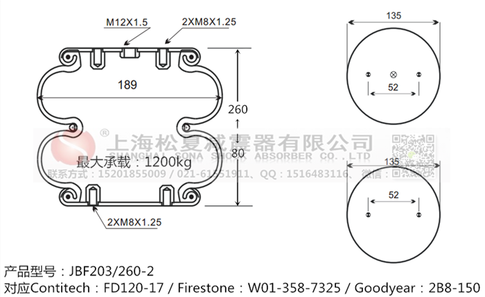 JBF203/260-2橡膠<a href='http://m.cddo.cn/' target='_blank'><u>空氣彈簧</u></a>
